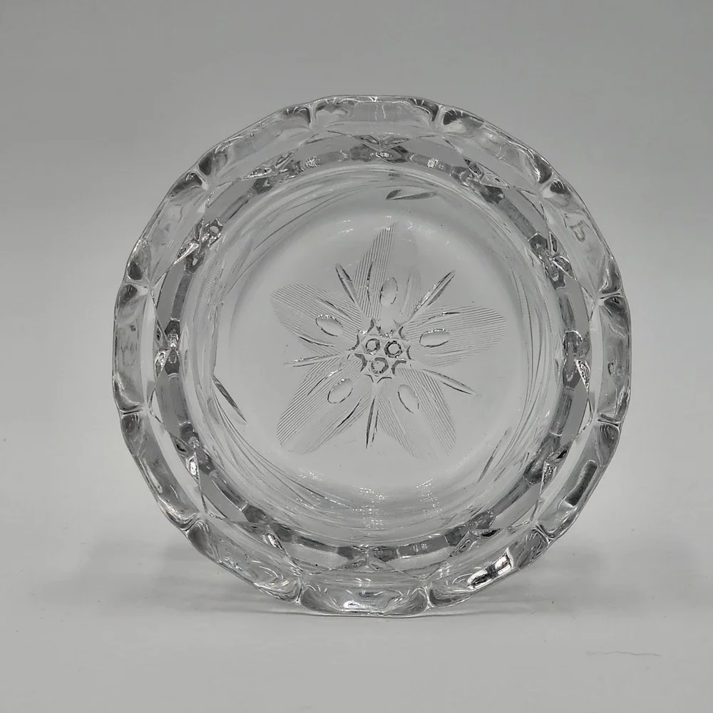 McKee Clematis Sugar Bowl Innovation Cut Clear Pressed Glass EAPG Antique 1910s
